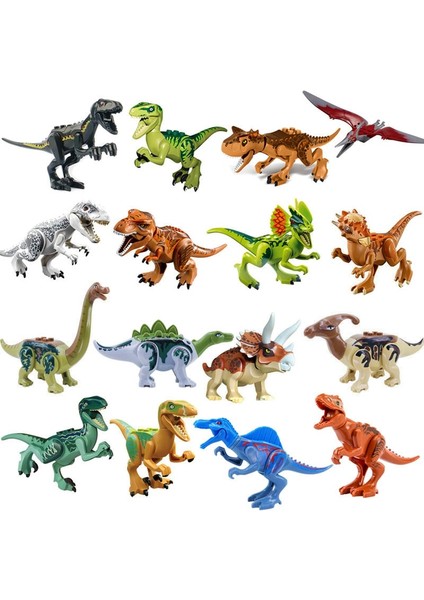 Bloklar Jurassic Dinozor Serisi Velociraptor T-Rex Triceratops Şekil Tuğla Oyuncaklar Birleştirir (Yurt Dışından)
