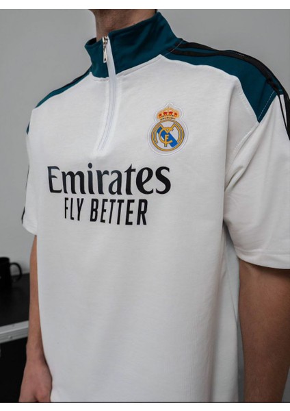 Oversıze Madrid Fermuar Yaka Tişört - Real T-Shırt Fermuar Yaka Tenis Tişört modelleri