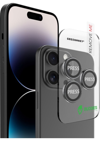 Buddıes iPhone 14 Pro / 14 Pro Max Uyumlu Kamera Lens Koruyucu (BLACK)
