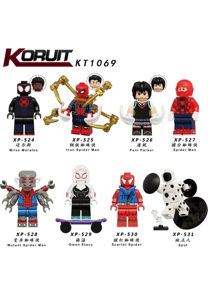 Tek Satış Marvel Figürleri Yapı Taşları Gwen Stacy Miles Morales Demir Örümcek Adam Aksiyon Figürleri Aksesuarları Çocuk Oyuncakları KT1069 (Yurt Dışından)