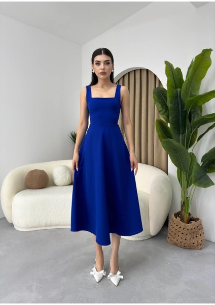 Calliope Kare Yaka Midi Boy Elbise