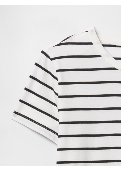 Kadın Beyaz %100 Organik Pamuk Vintage Soft Crop T-Shirt