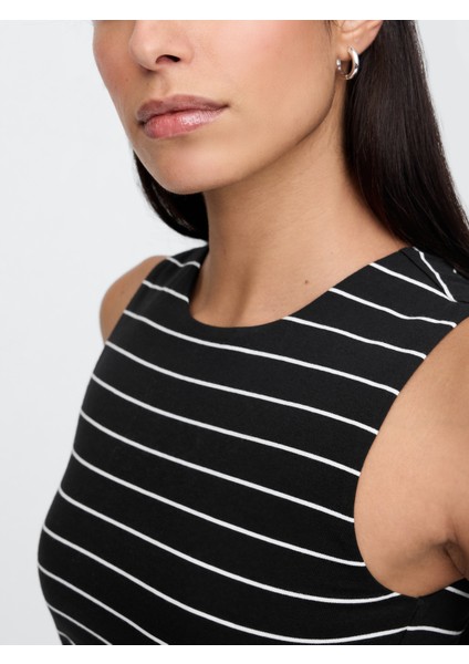 Kadın Siyah Baskılı Örme Jersey Atlet modelleri