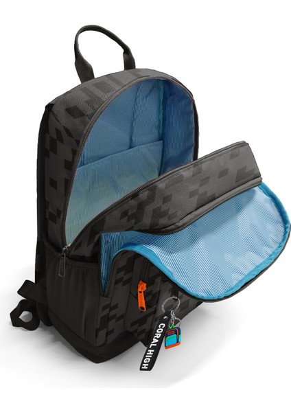 Siyah Blok Desenli Dört Bölmeli Okul Sırt Çantası 23694 modelleri