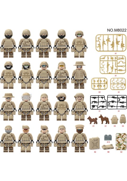 Kamuflaj Üniforma Ranger Küçük Parçacıklar Montaj Yapı Taşları Minifigure Bebek Oyuncak Seti 20 Modeller (Yurt Dışından)