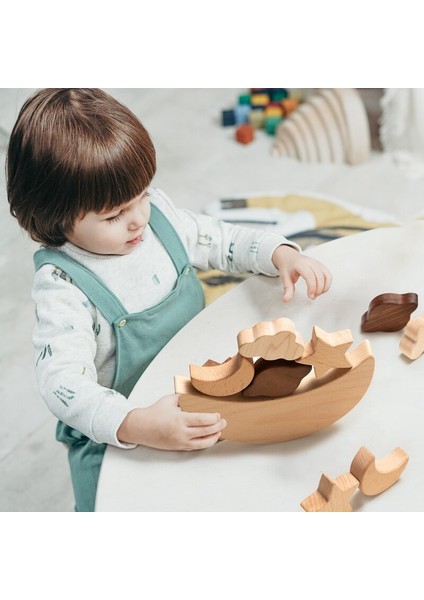 Takım Ahşap Istifleme Oyuncaklar Çocuklar Için Montessori Ahşap Bloklar Dıy Bebek Eğitici Oyuncaklar Yıldız Ay Dengesi Oluşturucu Matematik Oyuncak (Yurt Dışından)