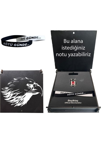 Lisanslı Bileklik Siyah Kartal Ahşap Kutulu