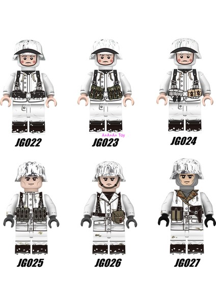 Minifigures Asker JG022-027 2. Dünya Savaşı Alman Kış Kardan Adam Askeri Yapı Taşları Oyuncaklar 颜色:JG024 (Yurt Dışından)