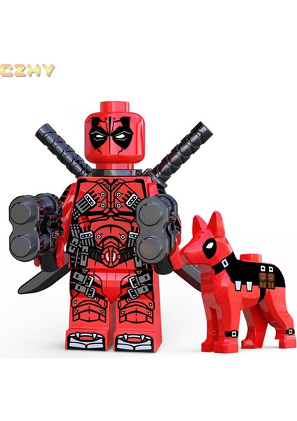 Kırmızı Renk Deadpool Köpek Uyumlu Minifigures Dc Figürleri Yapı Taşları Süper Kahramanlar Tuğla Modelleri Hediyeler (Yurt Dışından)