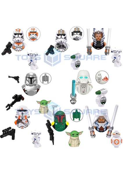 212 Clone Trooper Airbrne Askerleri Ahsoka Darth Vader Boba Fett Mandalorian Modeli Yapı Taşları Moc Tuğla Seti Hediyeler Oyuncaklar (Yurt Dışından)