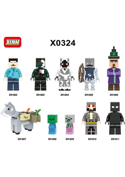 10 Adet/takım Minecraft Rakamlar Yapı Zombi Köylü Iskelet Pillager Blokları Tuğla Çocuklar Için Hediye Oyuncaklar X0324 (Yurt Dışından)