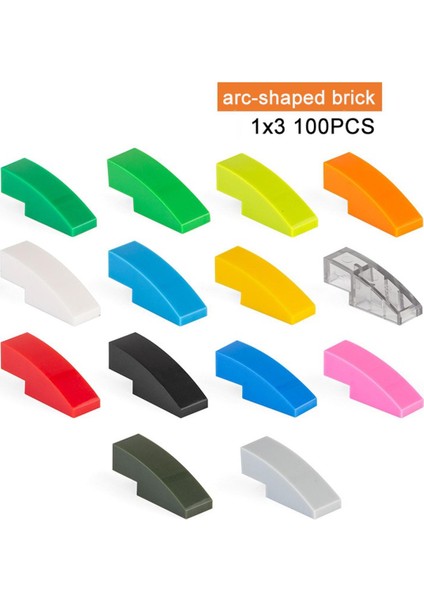 100 Adet 1x3 Moc Yay Şeklinde Tuğla Dıy Klasik Eğitim Eğim Yapı Taşları ile Uyumlu Birleştirir Parçacıklar Oyuncaklar Hediye Için (Yurt Dışından)