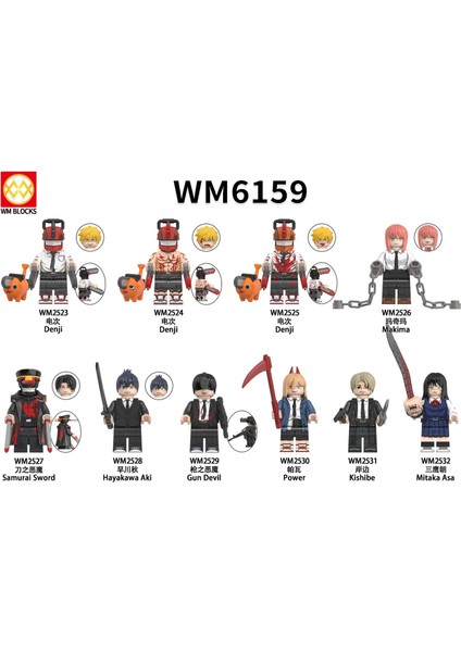 Tek Satış Testere Adam Figürleri Yapı Taşları Denji Pochita Anime Tuğla Karikatür Mini Aksiyon Oyuncak Oyuncaklar Hediyeler Birleştirin WM6159 WM2565 (Yurt Dışından)