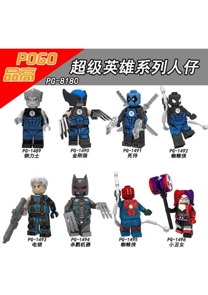 Robokill Wolverine Minifigures Örümcek Adam Deadpool Harley Quinn Yapı Taşları Avengers Çocuk Oyuncakları 1 Adet: PG1494 (Yurt Dışından) modelleri