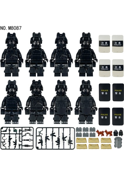 Askeri Yapı Taşı Minifigure Siyah Swat Terörle Mücadele Şehri Küçük Parçacık Montajlı Oyuncak Çantası (Yurt Dışından) modelleri