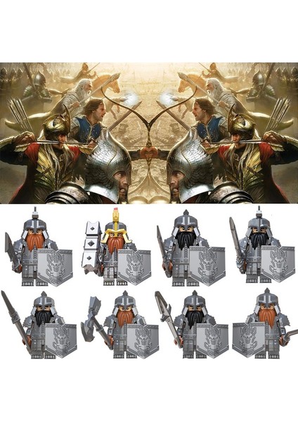 Pinshang 8 Adet/takım Oyuncaklar Hobbit Cüce Minifigure Durin'in Halk Dáin Iı Ironfoot KT1040 Yüzüklerin Efendisi (Yurt Dışından)