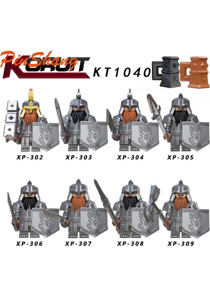 Pinshang 8 Adet/takım Oyuncaklar Hobbit Cüce Minifigure Durin'in Halk Dáin Iı Ironfoot KT1040 Yüzüklerin Efendisi (Yurt Dışından)