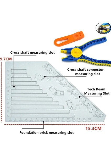 Çok Fonksiyonlu Yapı Taşı Ölçme Cetveli Teknik Tuğla Plastik Ölçüm Tahtası Aracı Sökme Cihazı Pense Cetvel Leduo Oyuncak (Yurt Dışından)
