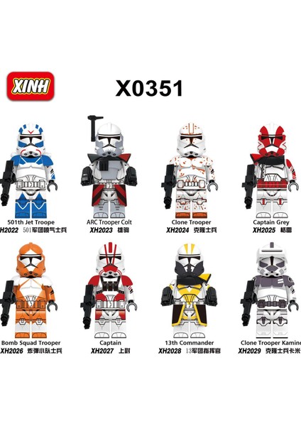 8 Adet/takım Yıldız Savaşı Figürleri Yapı Taşları Kaptan Gri 13TH Komutanı Clone Trooper Minifigures Çocuk Oyuncakları X0351 (Yurt Dışından)