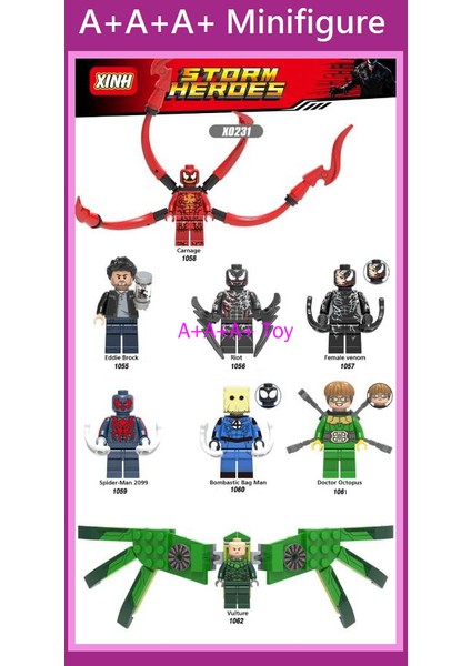 Minifigures X0231 Süper Kahraman Katliam Doktor Ahtapot Örümcek Adam Yapı Taşları Oyuncaklar 颜色:X1062 (Yurt Dışından)