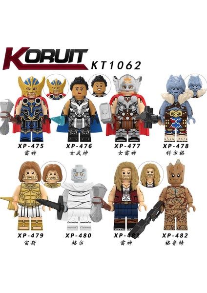 8 Adet/takım Marvel Thor Rakamlar Yapı Taşları Mighty Thor Gorr Korg Groot Zeus Valkyrie Minifigures Tuğlalar Çocuklar Için Hediye Oyuncaklar KT1062 (Yurt Dışından)