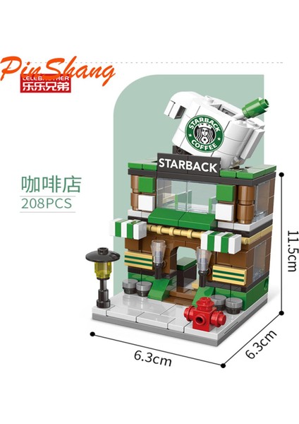Pinshang Mini Şehir Sokak Sahnesi Yapı Taşları Simülasyon Mağazası Süpermarket Mağazası Yapı Tuğlaları (Yurt Dışından)
