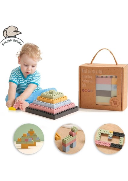 20 Adet Silikon Monte Blok Bebek Oyuncak Inşaat Blokları Kutusu Dıy Şehir Parçası Evler Duvar Oluşturucu Montessori Eğitici Oyuncaklar (Yurt Dışından)