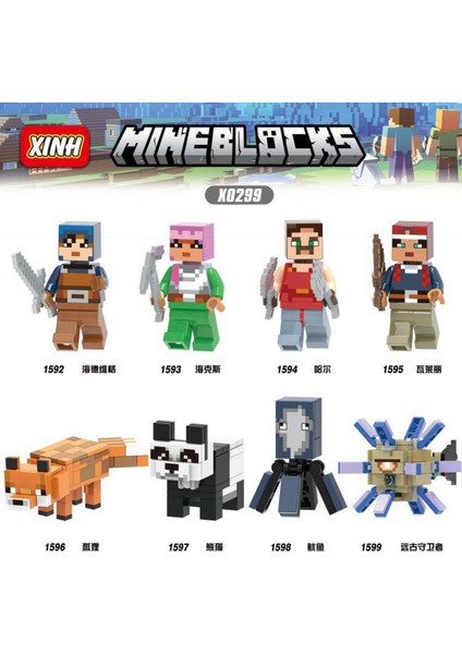 8 Adet/takım Minecraft Rakamlar Bina Tilki Köylü Kalamar Panda Blokları Tuğla Çocuklar Için Hediye Oyuncaklar X0299 (Yurt Dışından)