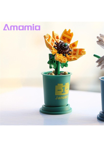 Amamia Yapı Taşları Seti Rahat Kavrama Çiçekler Yapı Taşları Buket Bonsai Dekorasyon (Yurt Dışından) modelleri