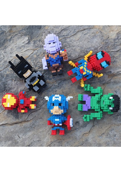 Mikro Anime Yapı Taşları Avengers Demir Adam Örümcek Adam Minifigure Montaj Oyuncak Inşaat Blokları Erkekler Için (Yurt Dışından)