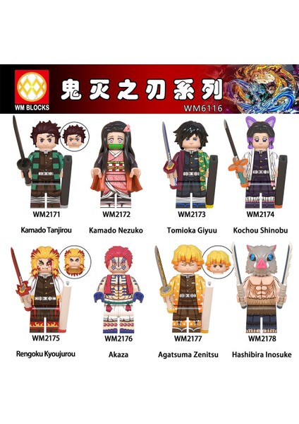 Pinshang Demon Slayer Serisi Tanjiro Nezuko Inosuke Bebek Yapı Taşları Plastik Çocuk Montajlı Oyuncak (Yurt Dışından) fiyatları