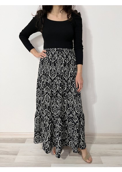 Kadın Desenli Uzunetek - Tesettür Etek modelleri