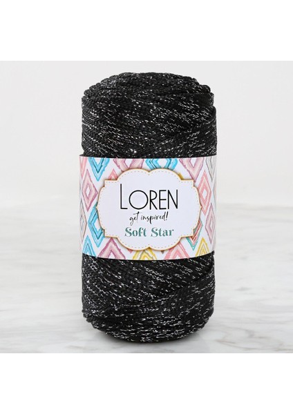 Soft Star Makrome Ipi Gümüş Simli Siyah RM10