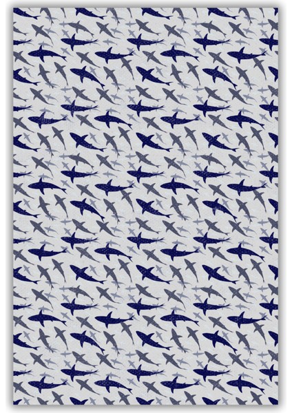 Deniz Temalı Köpek Balığı Desenli Scuba Dijital Baskılı Oturma Odası Halısı fiyatları
