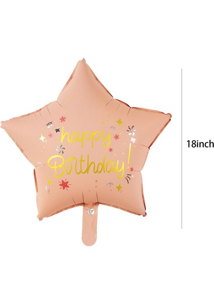 Retro Pembe Happy Bırthday Baskılı Yıldız Folyo Balon 18 Inç fiyatları