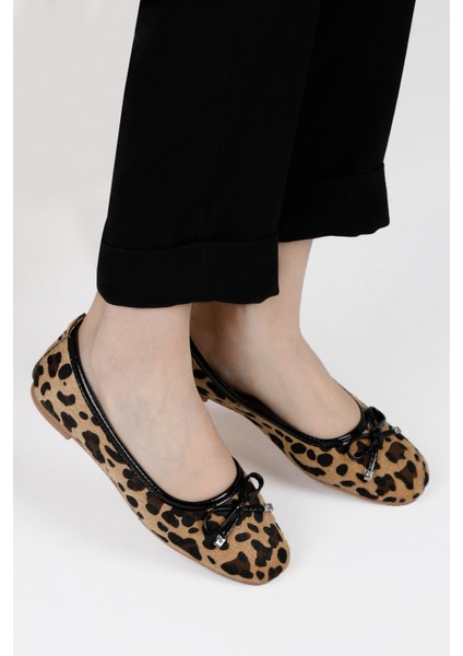 Fiyonklu Kadın Balerin Babet Altın Yılan Desen Gold, Gümüş, Leopar Renklerde fiyatları
