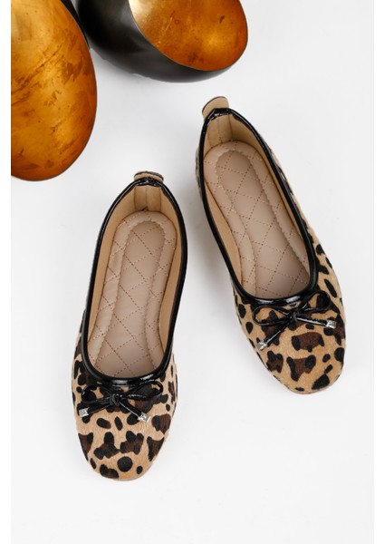 Fiyonklu Kadın Balerin Babet Altın Yılan Desen Gold, Gümüş, Leopar Renklerde fırsatları