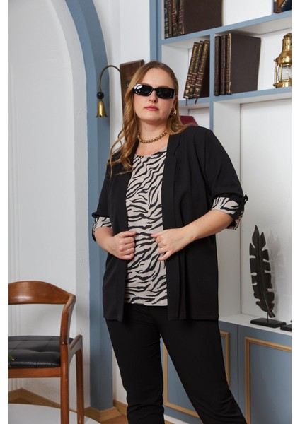 Büyük Beden Atlet Ceket Ikili Takım Siyah modelleri