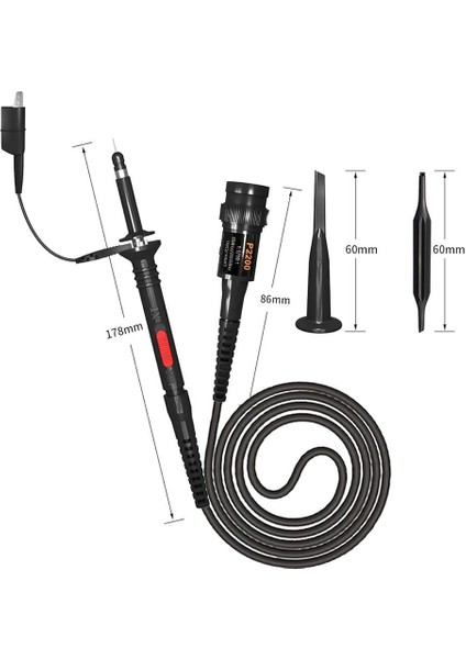 P2200 Osiloskop Probu 200MHZ X1 X10 Kazanç Anahtarlı Bnc Soket Dc 300 / 600V Catıı Bnc 1 Metre Kablo Skop Rigol Owon