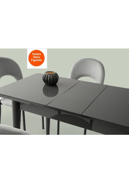 Ortadan Açılır Büyüyen Yemek Masası Koyu Gri 90 x 160 cm Sadece Masa Fiyatıdır