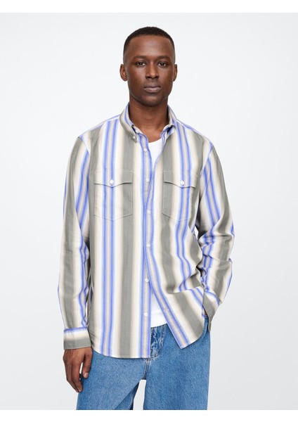 Erkek Kahverengi Organik Pamuk Poplin Western Gömlek