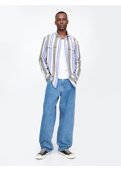 Erkek Kahverengi Organik Pamuk Poplin Western Gömlek indirimleri