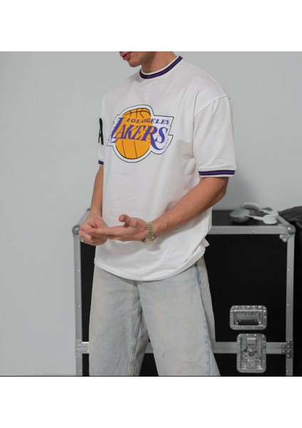 Oversıze Lakers Los Angeles Tişört - Likralı Full Kompak Penye Lakers T-Shırt indirimleri