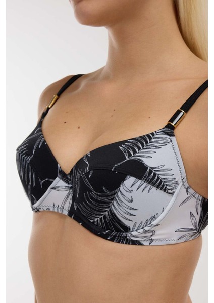 40218 Siyah Yaprak Desenli Toparlayıcı Bikini Takımı fiyatları