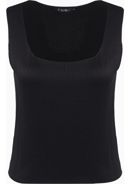 Basic Krinkıl Dokulu Siyah Bluz