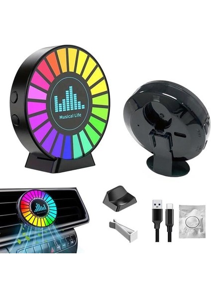 Animasyonlu Müzik Ekolayzer Rgb Şarjlı Sese Duyarlı Kokulu LED Disk