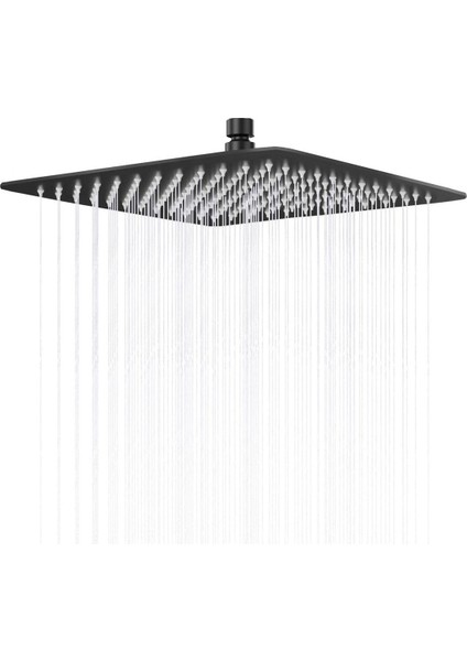 Tepe Duş Başlığı Kare Slim 304 Metal 25x25 cm Siyah
