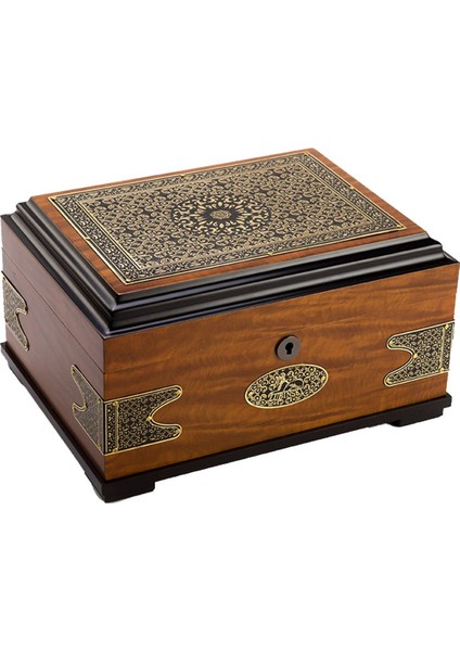 Authentic Cedar Tepsili Puro Kutusu Humidor Koyu Kahve 80s