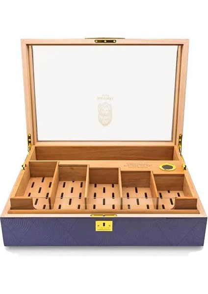 Gastro Camlı Humidor Puro Kutusu Mor Lake 200S