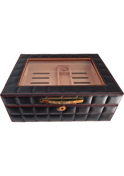 Deri Camlı Humidor Puro Kutusu Siyah 50s modelleri
